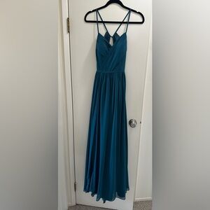 Azazie Cora peacock bridesmaid dress, size A6